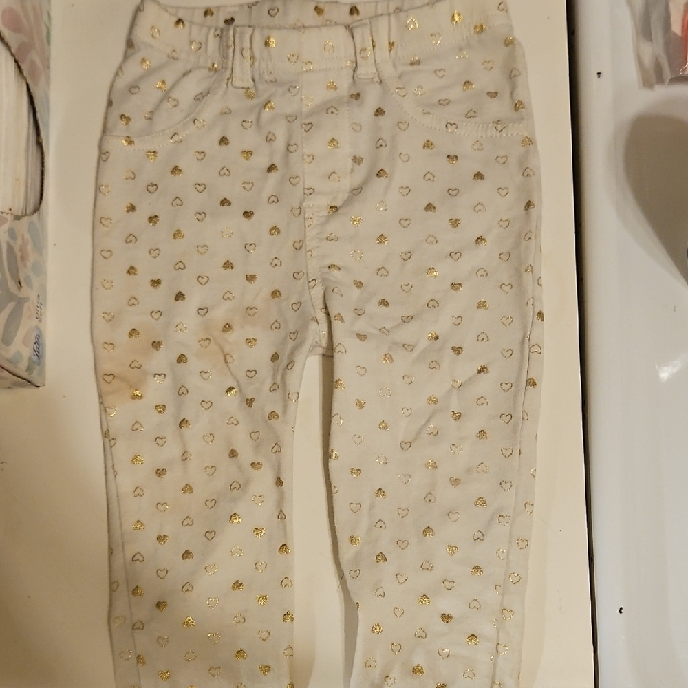 Garanimals Cream Leggings with Gold Heart Print